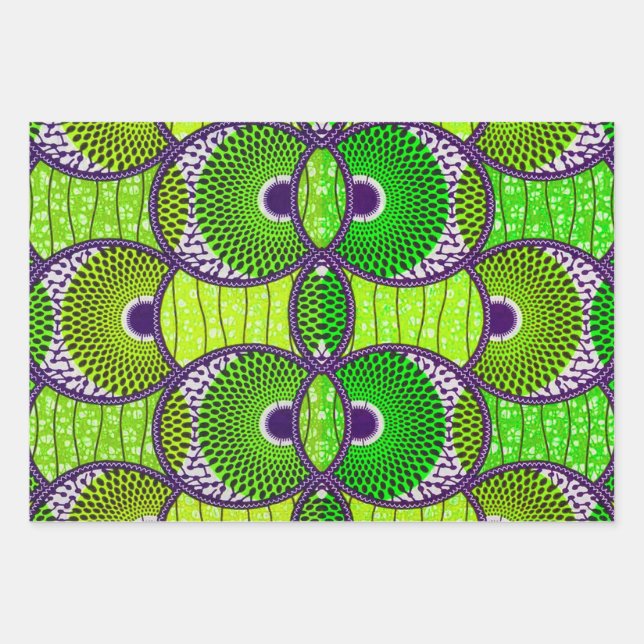Hoja De Papel De Regalo Papier cadeau Wax Africain vert. (Anverso)