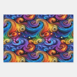 Hoja De Papel De Regalo Papier d'emballage motif tourbillon coloré
