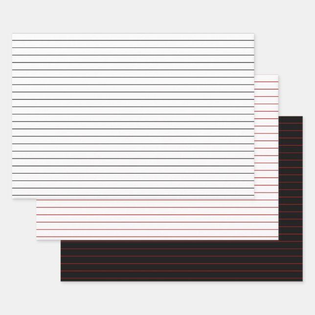 Hoja De Papel De Regalo Paquete 3: Navidades delgados de franjas blanca, n (Set)