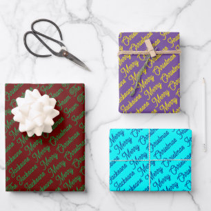 Hoja De Papel De Regalo Paquete de Feliz Navidad Colorido de Nombre de Fam