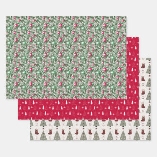Hoja De Papel De Regalo Paquete de tres para Navidad 