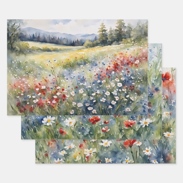 Hoja De Papel De Regalo Paquete de variedades de flores silvestres de colo (Set)