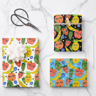 Hoja De Papel De Regalo Paquete variado de patrón de ensalada de frutas di