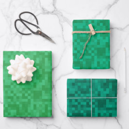 Hoja De Papel De Regalo Paquete Verde Pixelizado