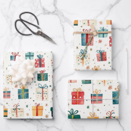 Hoja De Papel De Regalo Paquetes de regalo de época para navidades