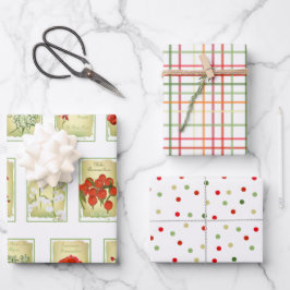 Hoja De Papel De Regalo Paquetes, puntos y plásticas de semilla vintage
