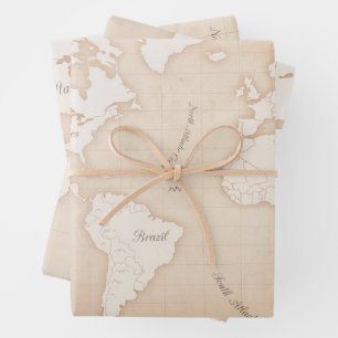 Hoja De Papel De Regalo Para los amantes de los mapas del mundo, papeles d