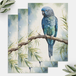 Hoja De Papel De Regalo Paracaídas azul acuático Eucalyptus Decoupage