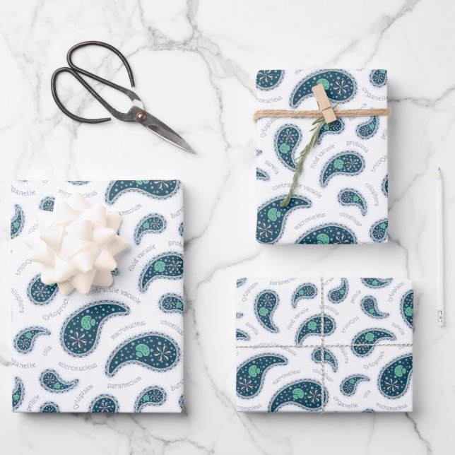 Hoja De Papel De Regalo Paramecia Paisley Protozoo Diversión científica (Anverso)