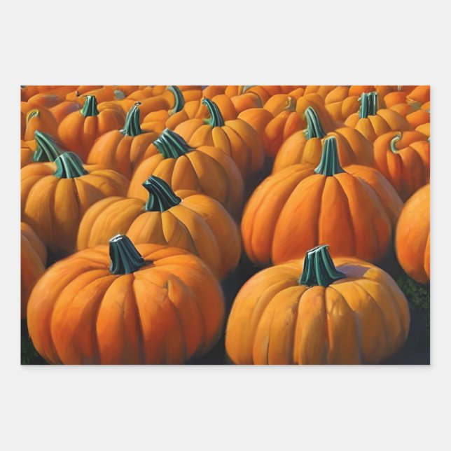 Hoja De Papel De Regalo Parche de calabaza (Anverso)