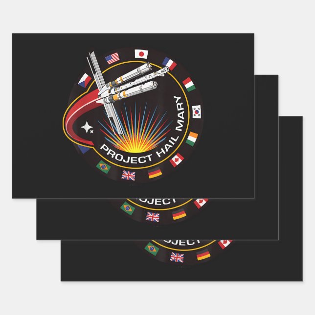 Hoja De Papel De Regalo Parche de misión espacial (Set)