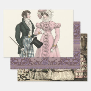 Hoja De Papel De Regalo Pareja Boda Antigua 1823 Hombre Mujer Moda