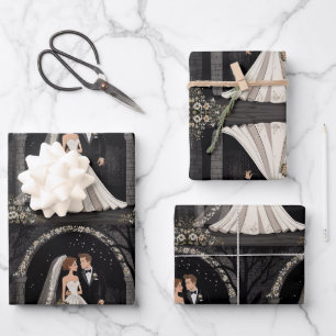 Hoja De Papel De Regalo Pareja de Boda suave sosteniendo manos
