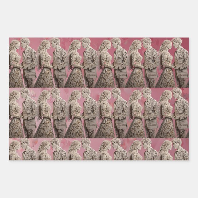 Hoja De Papel De Regalo Pareja de Boda suave sosteniendo manos (Anverso)