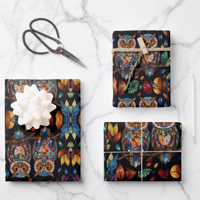 Hoja De Papel De Regalo Pareja de búho (Anverso)
