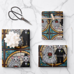 Hoja De Papel De Regalo Pareja de conejito Boda lindo sosteniendo manos Mo