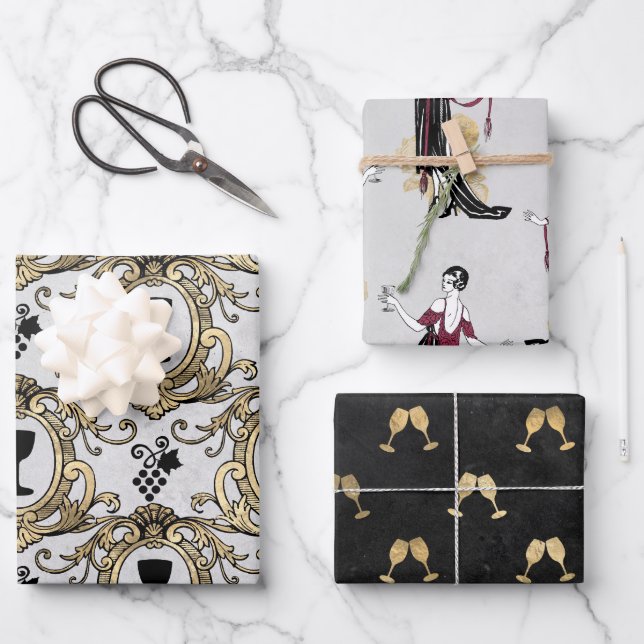 Hoja De Papel De Regalo París con tema de vino (Anverso)
