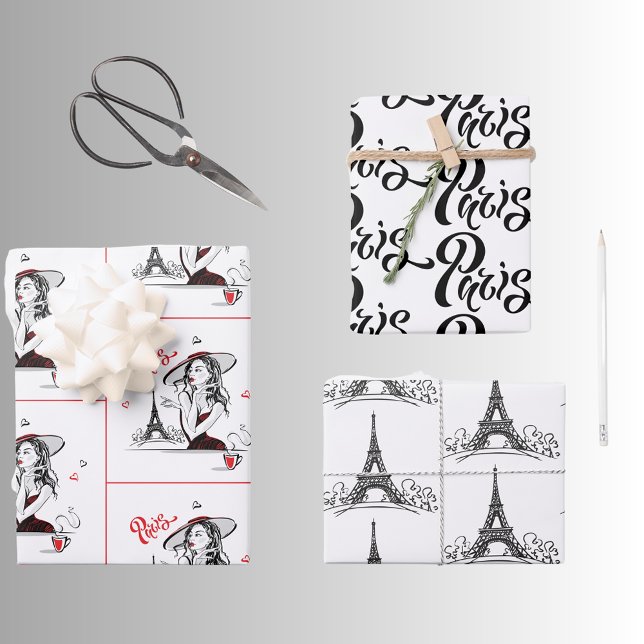 Hoja De Papel De Regalo Paris Lover Trio (Subido por el creador)