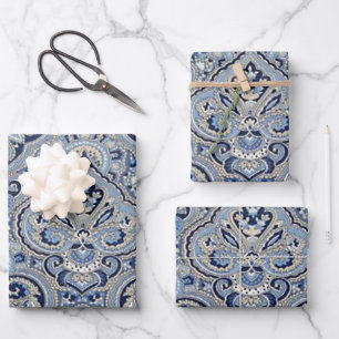 Hoja De Papel De Regalo Paris Paisley Indigo