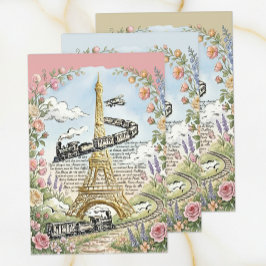 Hoja De Papel De Regalo París romántico, Torre Eiffel, Arte Francés