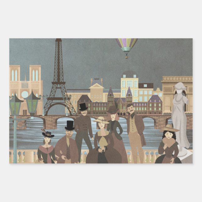 Hoja De Papel De Regalo París victoriano (Anverso)