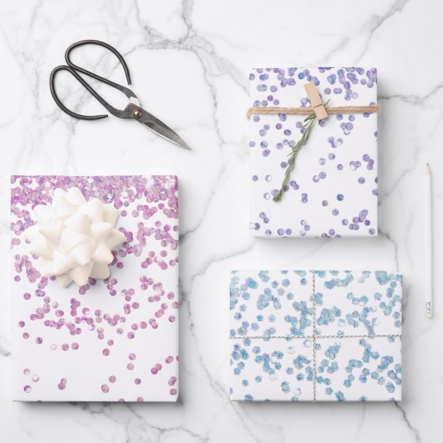 Hoja De Papel De Regalo Parques de las secuelas rosa morado y azul (Anverso)