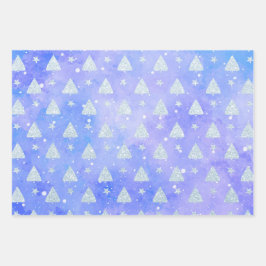 HOJA DE PAPEL DE REGALO PARTIDAS DE INVIERNO PURPLE BLUE PINK HOLIDAY