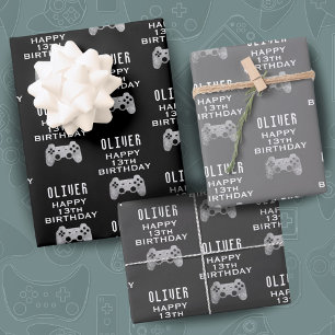 Hoja De Papel De Regalo Partido de cumpleaños del controlador de videojueg