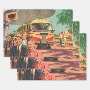 Hoja De Papel De Regalo Pasajeros antiguos de vacaciones en la estación de