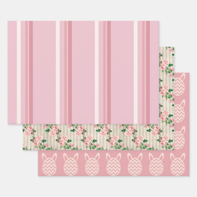 Hoja De Papel De Regalo Pascua rosa de moda (Set)