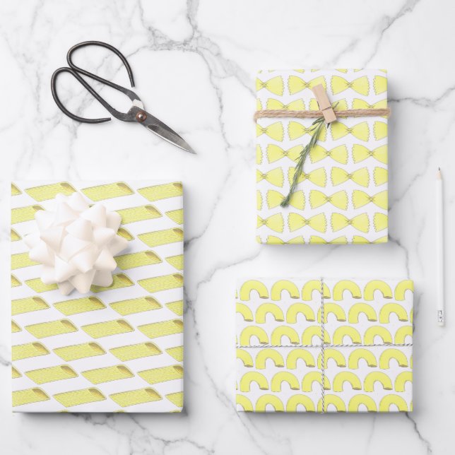 Hoja De Papel De Regalo Pastas italianas formas Penne Bowtie Elbow Macaron (Anverso)