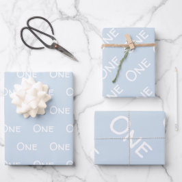 Hoja De Papel De Regalo Pastel Blue Baby One Birday