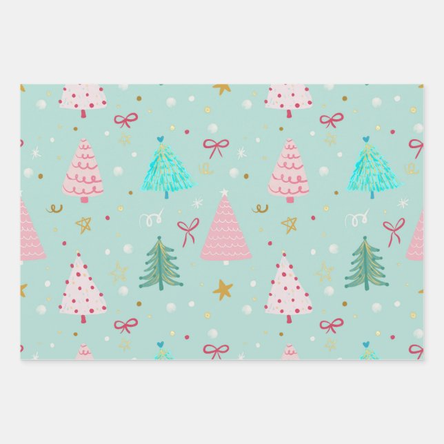 Hoja De Papel De Regalo Pastel Christmas Tree Wrapping Paper (Anverso)