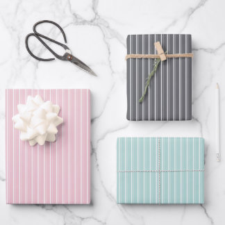 Hoja De Papel De Regalo Pastel combination of Gray, Pink, Mint Stripes