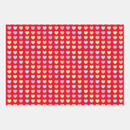 Hoja De Papel De Regalo Pastel Corazón Arcoiris Patrón Niños