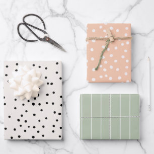 Hoja De Papel De Regalo Pastel de color suave de punto de polka cúbico Mín