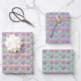 Hoja De Papel De Regalo Pastel de copos de nieve 3D Navidad bebé