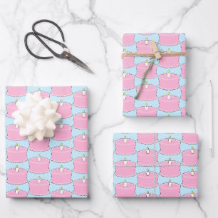 Hoja De Papel De Regalo Pastel de cumpleaños rosa
