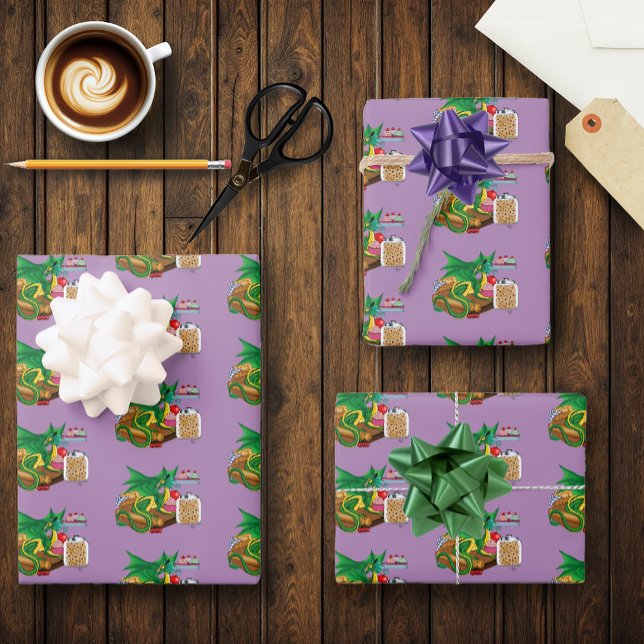 Hoja De Papel De Regalo Pastel de Dragón Verde (Subido por el creador)