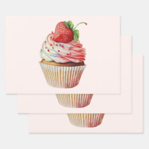 Hoja De Papel De Regalo Pastel de fresa postre dulce