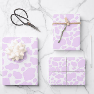 Hoja De Papel De Regalo Pastel Estético ligero Vaca púrpura