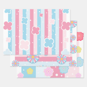 Hoja De Papel De Regalo Pastel Flor Flor Tiras Tiras Sakura Tema