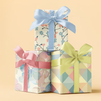 Hoja De Papel De Regalo Pastel Floral Geométrico Primavera