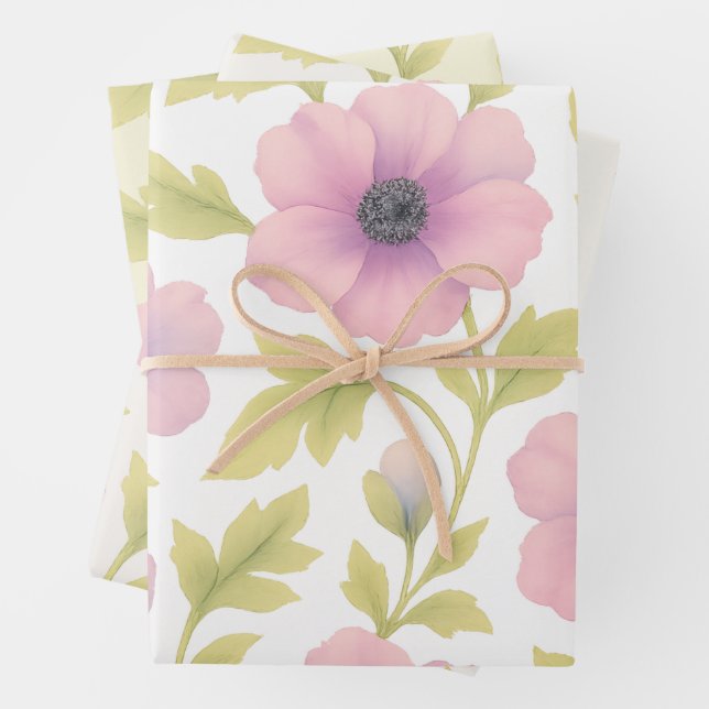 Hoja De Papel De Regalo Pastel Flowers Wrapping Paper Set of 3 (In situ)