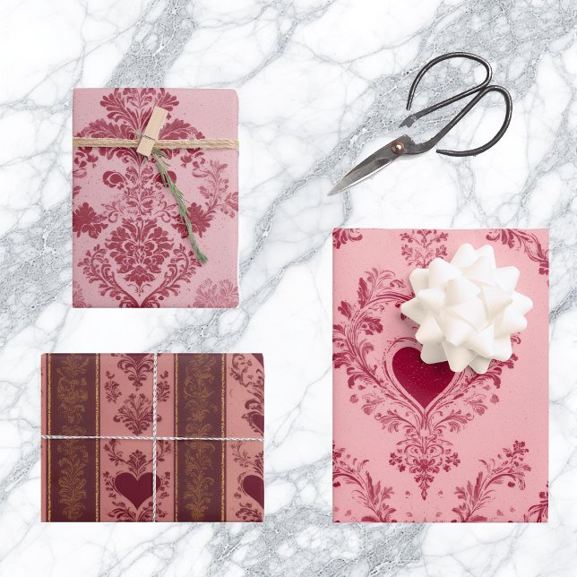 Hoja De Papel De Regalo Pastel Heart Motif Delicate Floral Pattern Elegant (Pastel Heart Motif Delicate Floral Pattern Elegant Wrapping Paper Sheets)