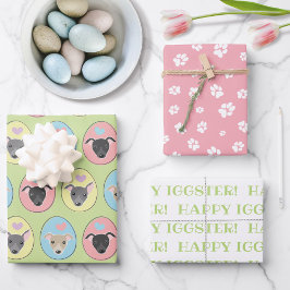 Hoja De Papel De Regalo Pastel Huevos de Pascua Patrón de Paws Gris Italia
