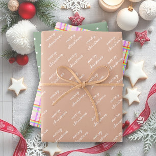 Hoja De Papel De Regalo Pastel Merry Christmas Rainbow