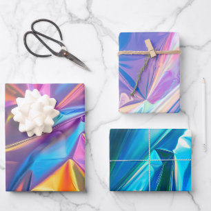 Hoja De Papel De Regalo Pastel metálico iridiscente rosado, Aqua