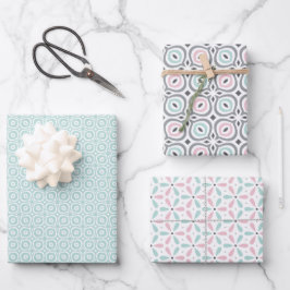 Hoja De Papel De Regalo Pastel Pattern of Pink, Mint, Gray Geometric Shape