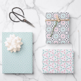 Hoja De Papel De Regalo Pastel Pattern of Pink, Mint, Gray Geometric Shape